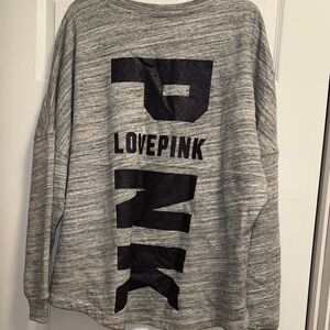VICTORIA'S SECRET VS PINK Glittery Graphic Varsity Crew Sweatshirt, X-LARGE